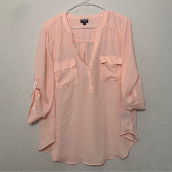 Torrid Georgette blush pink blouse size 0 L - Picture 4 of 10
